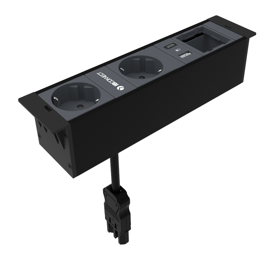 CUBOBOX3 - 2xPRESA ELETTRICA + 1xUSB TIPO A+C + 1xMODULO VUOTO