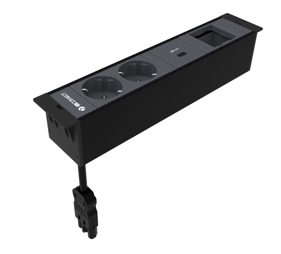 CUBOBOX4 - 2xPRESA ELETTRICA + 1xUSB TIPO C (60W) + 1xMODULO VUOTO