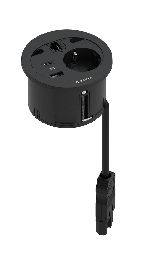 DIVUS - 1xPRESA ELETTRICA + 1xRICARICA USB TIPO A + 1xRICARICA USB TIPO C + 1xRJ45 (Cat.6 UTP)