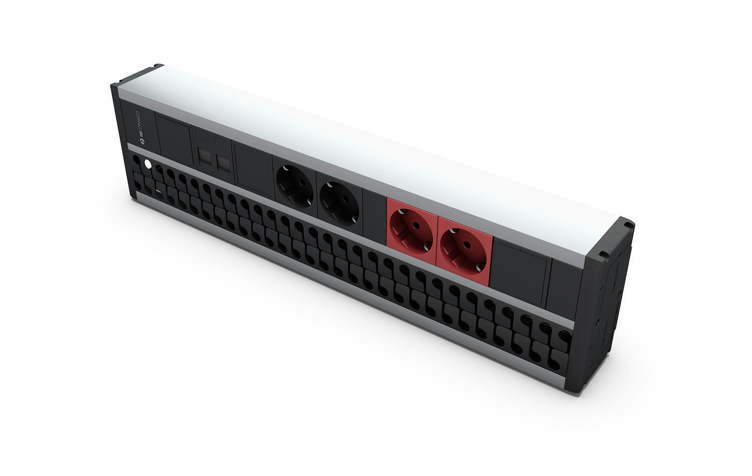DUPLO KIT - 2xPRISE ÉLECTRIQUE + 2xPRISE ÉLECTRIQUE ROUGE + 1xPLAQUE 2RJ45 + ORGANISEUR