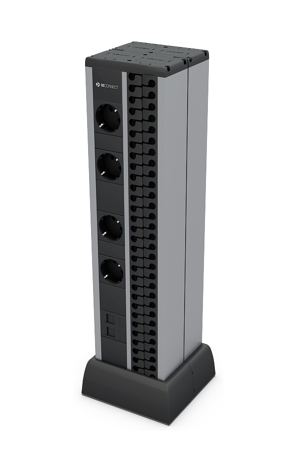 MINI-SÄULE - 2x(4xSTECKDOSE + 1xPLATTE 2RJ45 + ORGANIZER)