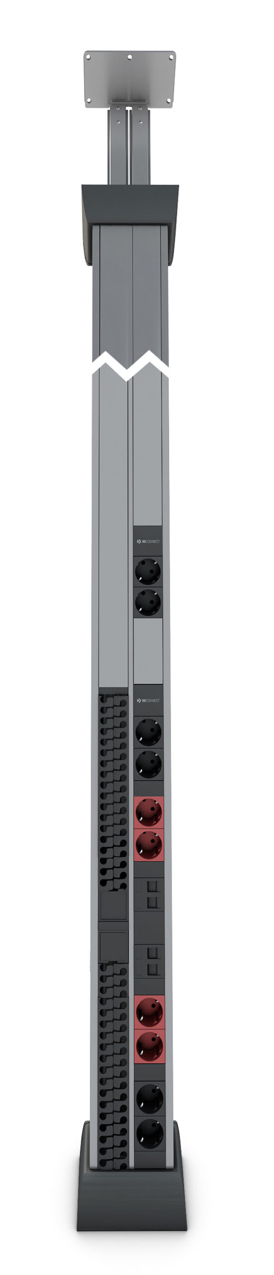 SÄULE - 4+2xSTECKDOSE + 4xSTECKDOSE ROT + 2xPLATTE 2RJ45 + ORGANIZER