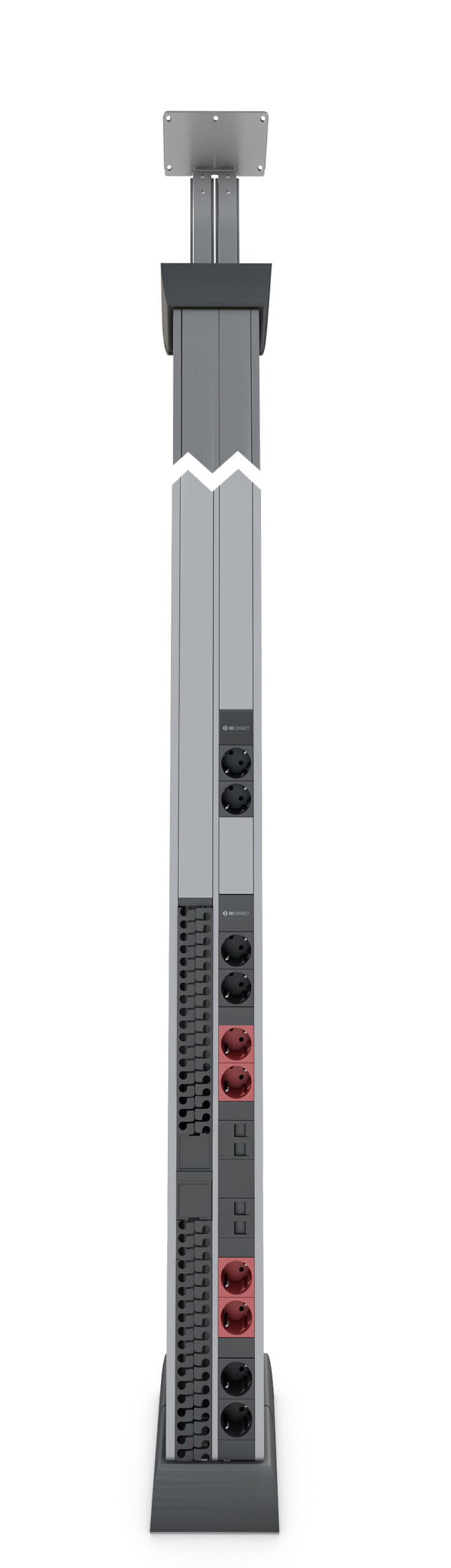 SÄULE - 2x(4+2xSTECKDOSE + 4xSTECKDOSE ROT + 2xPLATTE 2RJ45 + ORGANIZER)
